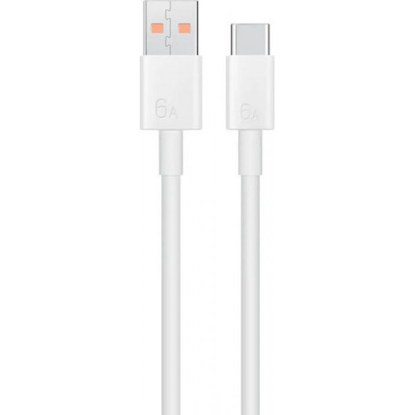 Huawei USB 2.0 Cable USB-C male - USB-A 66W Λευκό 1m 04072043 Bulk