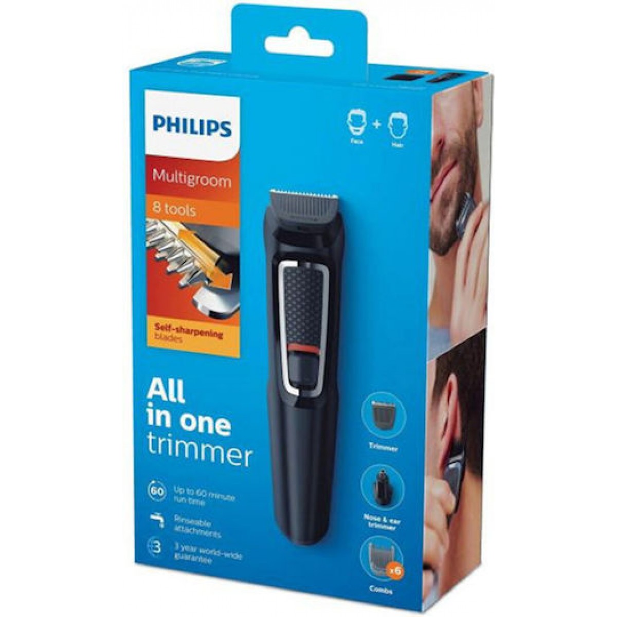 Philips Multigroom Series 3000 8 in 1 Σετ Επαναφορτιζόμενης Κουρευτικής Μηχανής Μαύρο MG3730/15 Philips Multigroom Series 3000 8 in 1 Σετ Επαναφορτιζόμενης Κουρευτικής Μηχανής Μαύρο MG3730/15