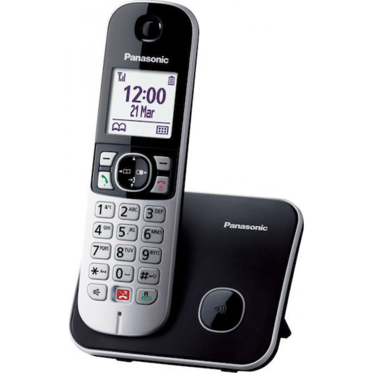 Panasonic KX-TG6851 Ασύρματο Τηλέφωνο με Aνοιχτή Aκρόαση Μαύρο Ελληνικό Μενού
