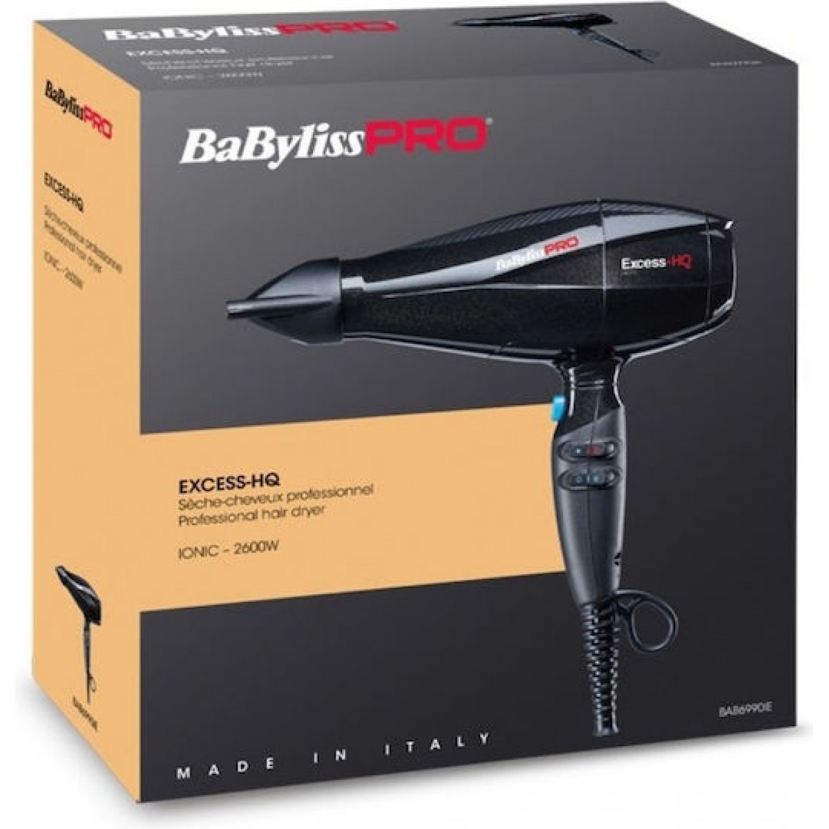 Babyliss Pro Dryers Excess Επαγγελματικό Πιστολάκι Μαλλιών 2600W Black BAB6990IE