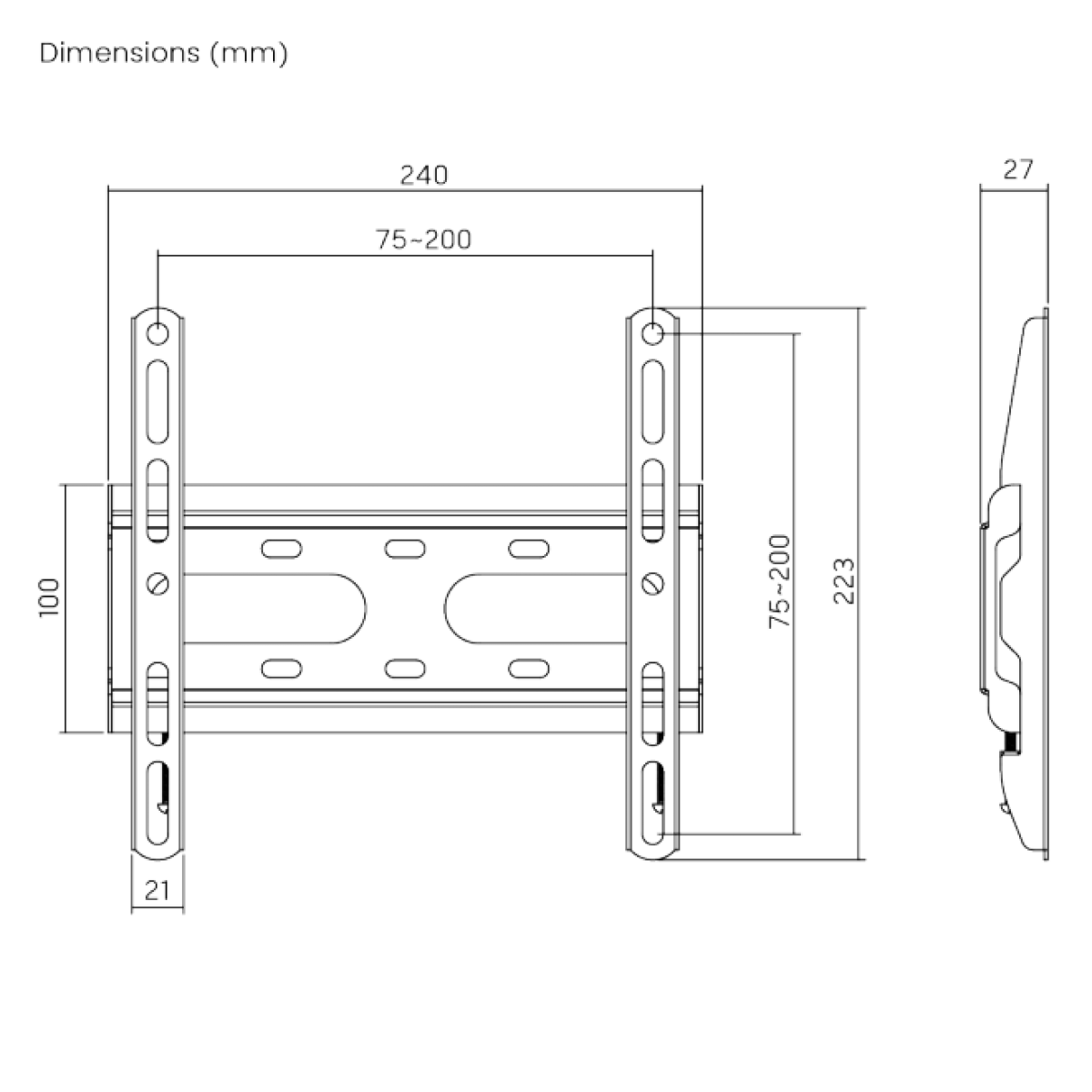 BrateckKL31-22F Fixed Slim TV Wall mount