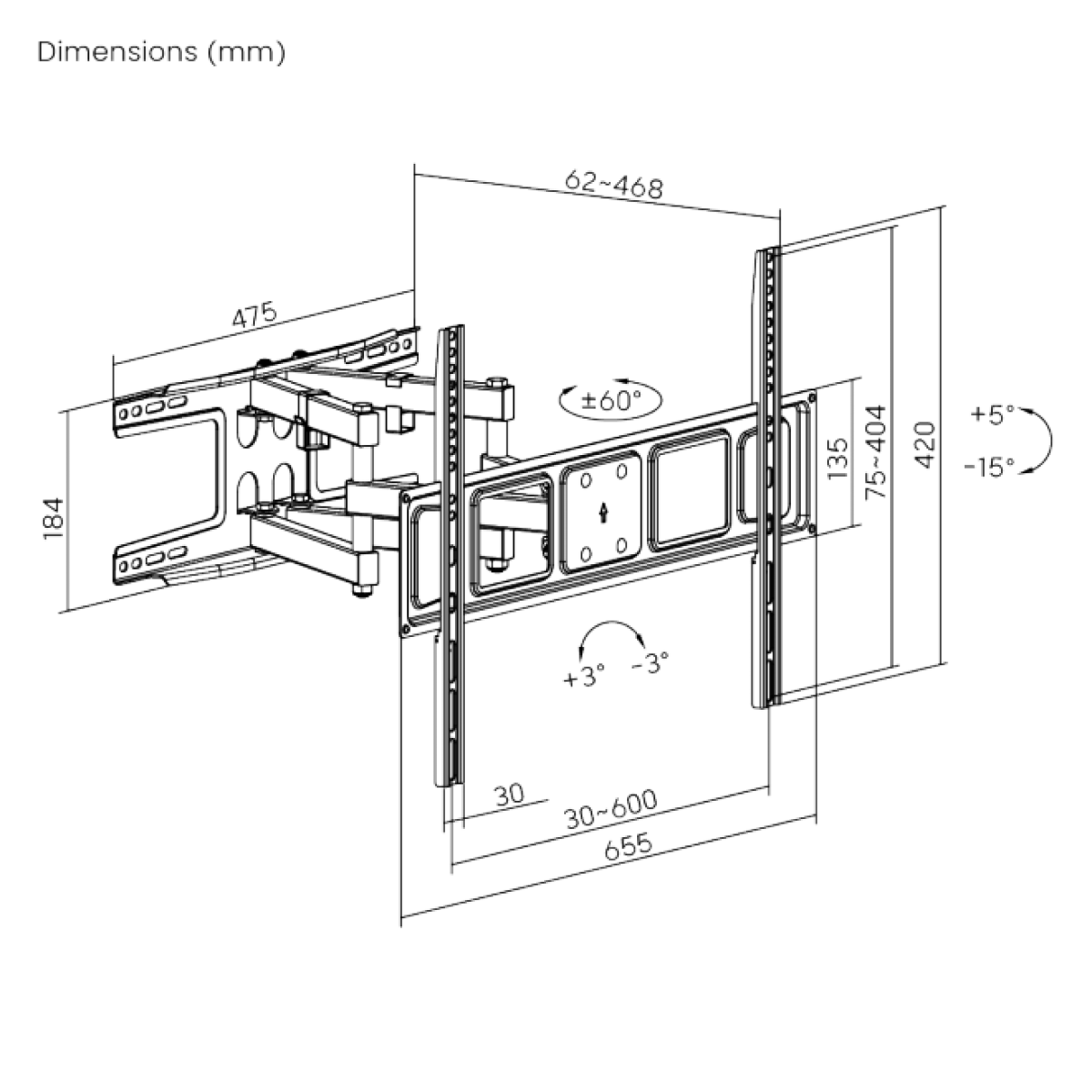 Brateck LPA63-466 Slim Swivel TV Wall Mount