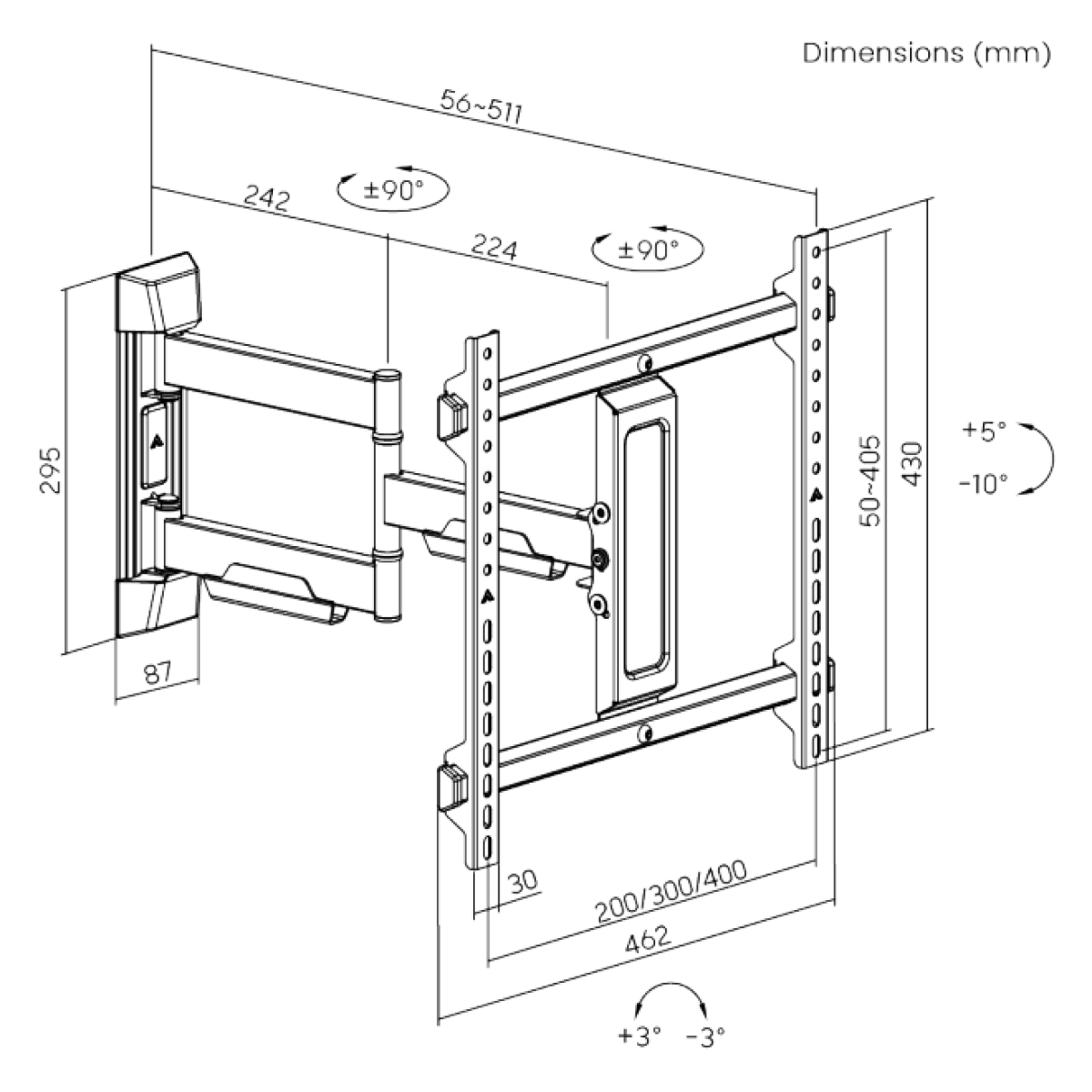 Brateck LPA76-443 Slim Swivel TV Wall Mount