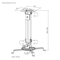Brateck PRB-18S Projector Stand Οροφής Black