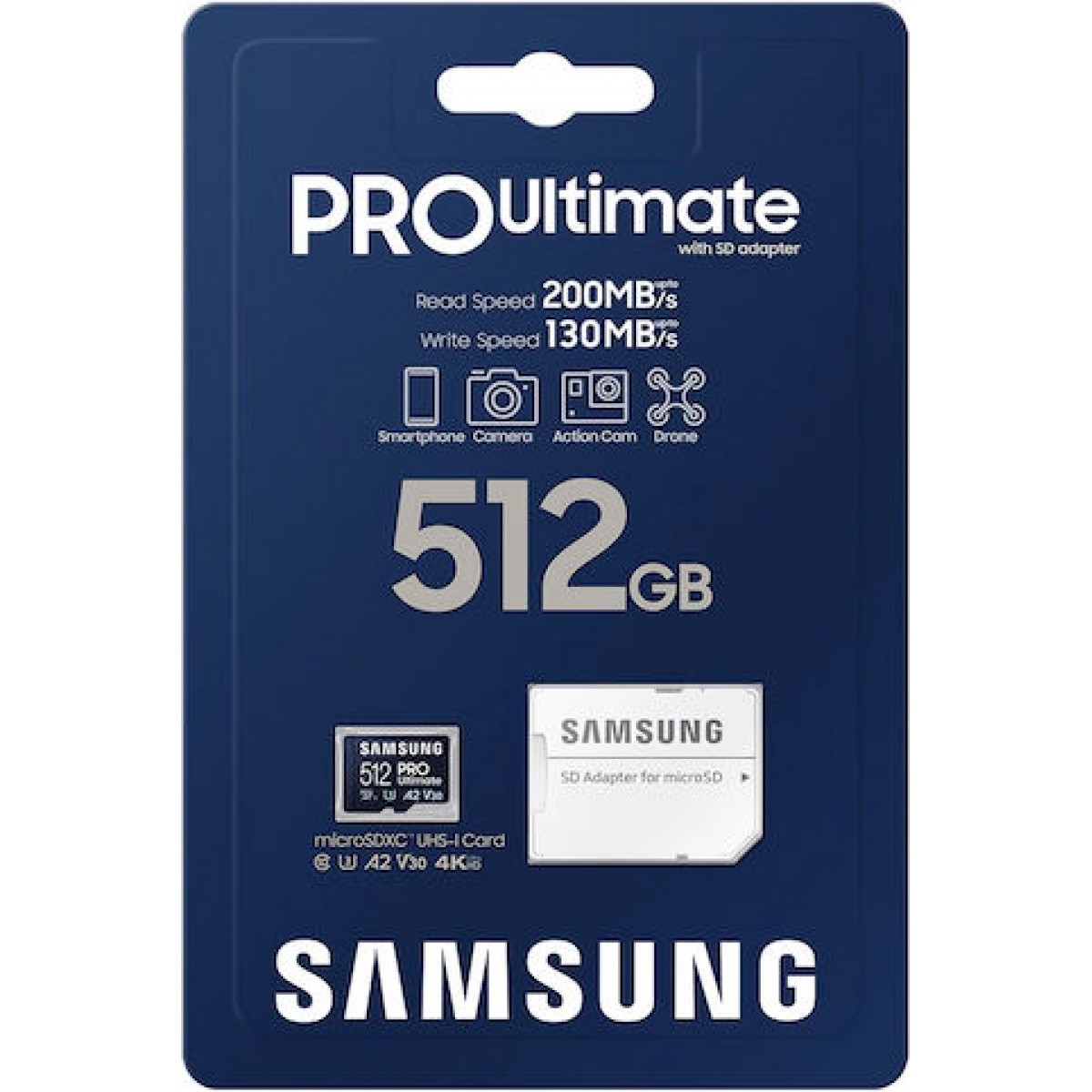Samsung PRO Ultimate microSDXC 512GB Class 10 U3 V30 A2 UHS-I με αντάπτορα