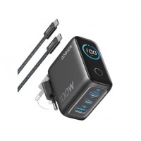 Anker Φορτιστής με Θύρα USB-A και 2 Θύρες USB-C και Καλώδιο USB-C - USB-C 100W Power Delivery Dark Grey (Smart Display)