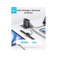 Anker Φορτιστής GaN με Θύρα USB-A και 3 Θύρες USB-C και Καλώδιο USB-C - USB-C 140W Power Delivery Μαύρος (B2697)