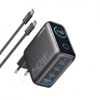 Anker Φορτιστής GaN με Θύρα USB-A και 3 Θύρες USB-C και Καλώδιο USB-C - USB-C 140W Power Delivery Μαύρος (B2697)