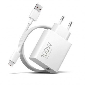 Xiaomi Φορτιστής GaN με Θύρα USB-A και Καλώδιο USB-C 100W Quick Charge 3.0 Λευκός (BHR095VEU) Retail Pack