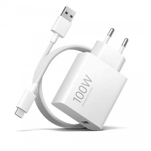 Xiaomi Φορτιστής GaN με Θύρα USB-A και Καλώδιο USB-C 100W Quick Charge 3.0 Λευκός (BHR095VEU) Retail Pack