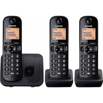 Panasonic KX-TGC253 Ασύρματο Τηλέφωνο Trio Μαύρο Ανοιχτή Ακρόαση