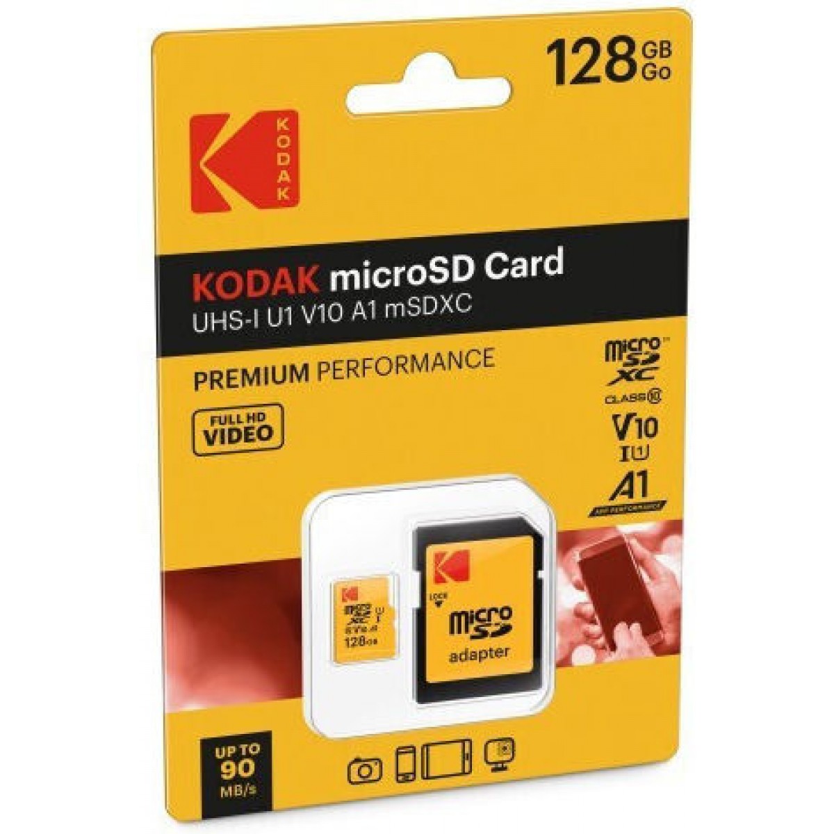 Kodak Micro SDHC 128GB U1 V10 UHS-I 85MB/s with Adapter