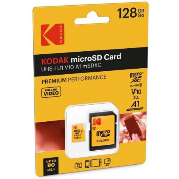 Kodak Micro SDHC 128GB U1 V10 UHS-I 85MB/s with Adapter