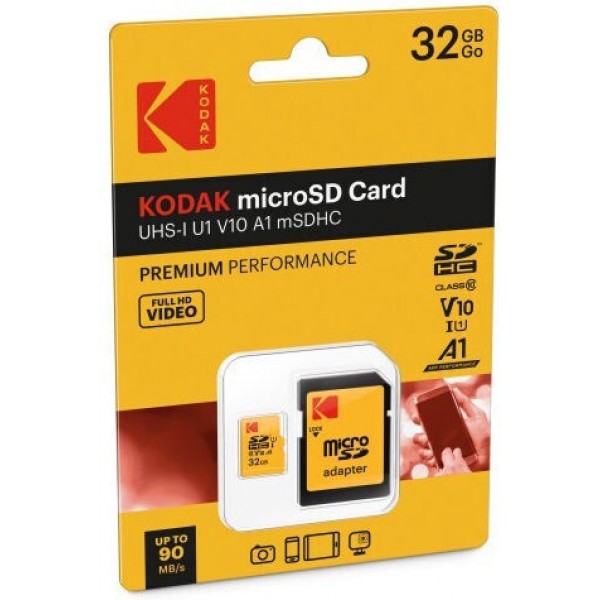 Kodak microSDHC 32GB U1 V10 A1 UHS-I 95MB/s με αντάπτορα