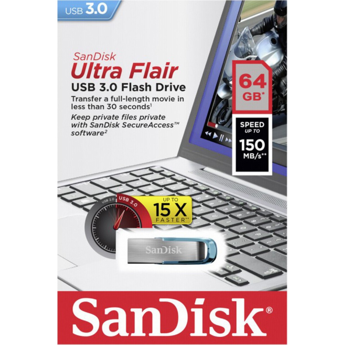 Sandisk Ultra Flair 64GB USB 3.0 Black