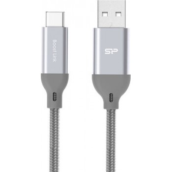 Silicon Power Braided USB 2.0 Καλώδιο USB-C male - USB-A male Γκρι 1m (LK30AC)