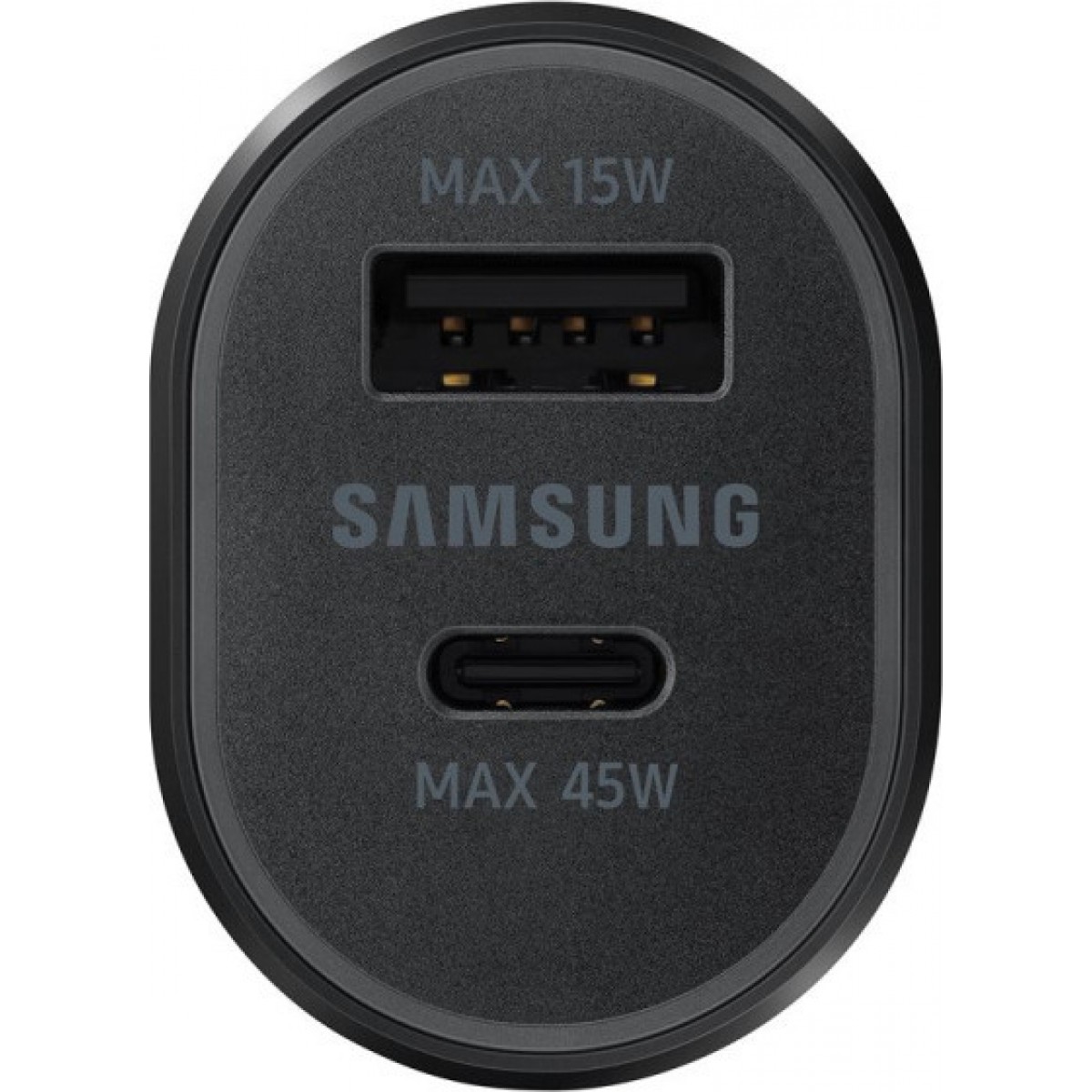 Samsung Φορτιστής Αυτοκινήτου Μαύρος Γρήγορης Φόρτισης με Θύρες: 1xUSB 1xType-C μαζί με Καλώδιο type-C