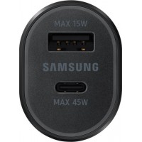 Samsung Φορτιστής Αυτοκινήτου Μαύρος Γρήγορης Φόρτισης με Θύρες: 1xUSB 1xType-C μαζί με Καλώδιο type-C