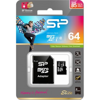 Silicon Power Elite microSDXC 64GB U1 with Adapter