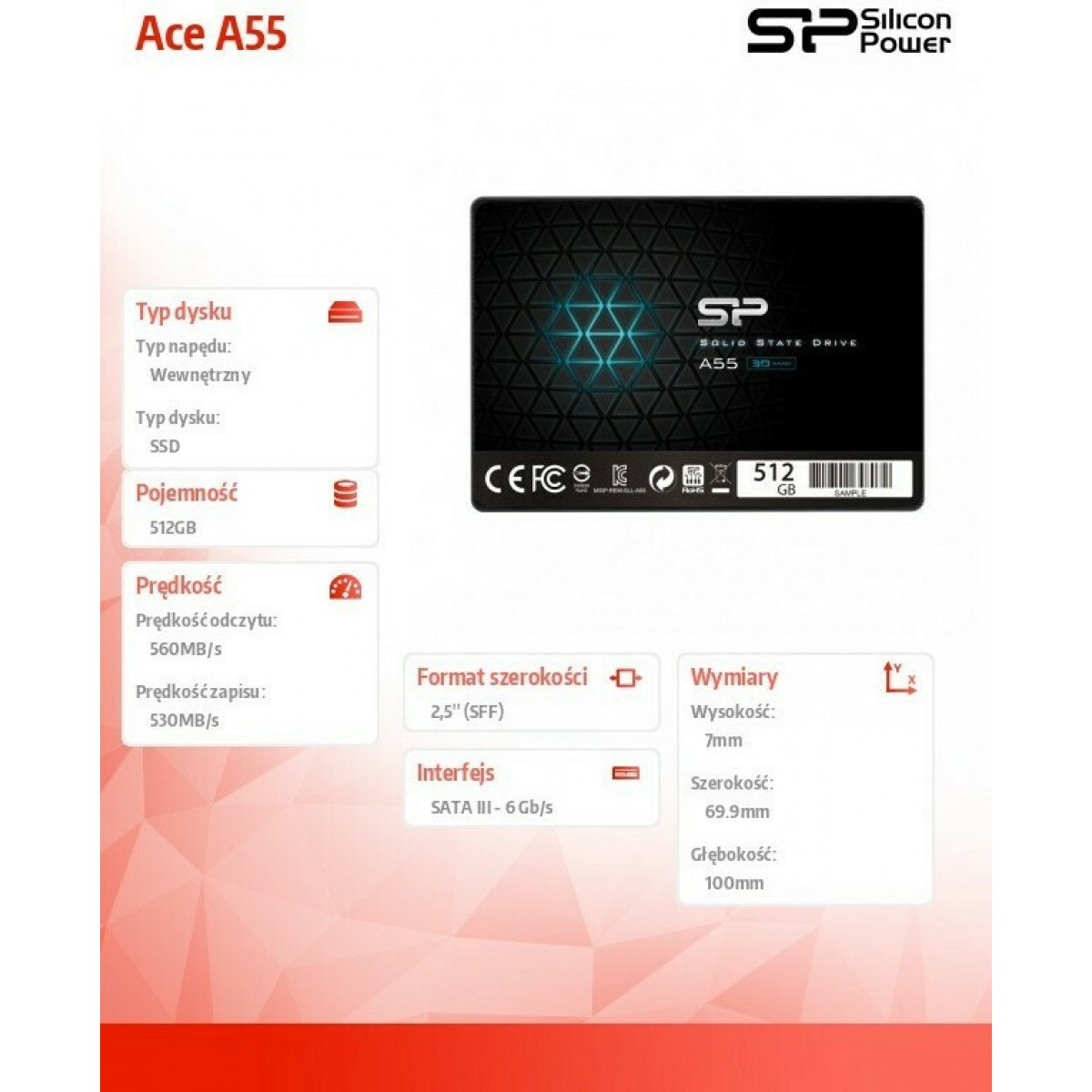Silicon Power Ace A55 SSD 512GB 2.5'' SP512GBSS3A55S25