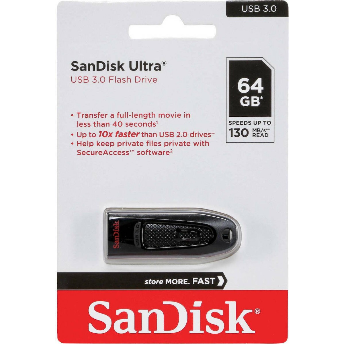 Sandisk Ultra 64GB USB 3.0 Stick Μαύρο SDCZ48-064G-U46