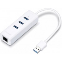 TP-LINK UE330 v3 USB 3.0 Hub 3 Θυρών με σύνδεση USB-A / Ethernet Λευκό (UE330)